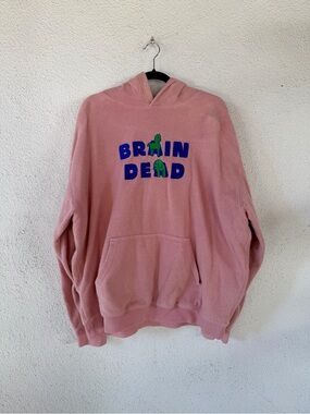Brain Dead Pink Logo Fleece Hoodie